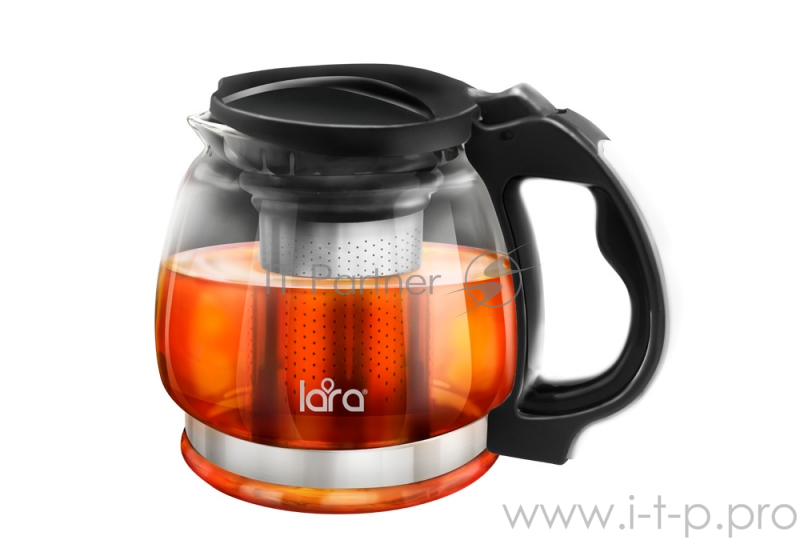 Чайник заварочный LARA LR06-16 <1500мл> силикатное стекло, стальной фильтр, подъем крышки