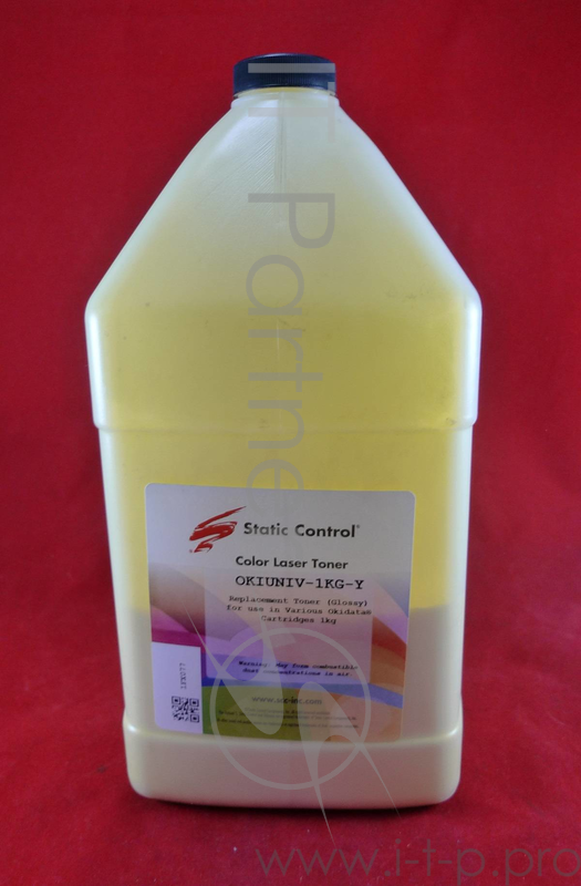 Тонер Static Control Универсальный для Oki C3300N/5500, Y, 1 кг, флакон