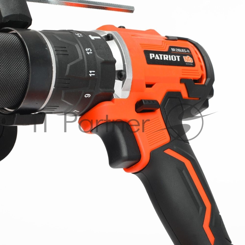 Дрель-шуруповерт аккумуляторная PATRIOT BR 216UES-h две батареи Li-ion, УДАР, бесщеточный двигатель, патрон 13мм, большой кейс, зарядка за 1 час, комплект бит и сверл, UES