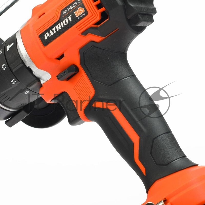 Дрель-шуруповерт аккумуляторная PATRIOT BR 216UES-h две батареи Li-ion, УДАР, бесщеточный двигатель, патрон 13мм, большой кейс, зарядка за 1 час, комплект бит и сверл, UES