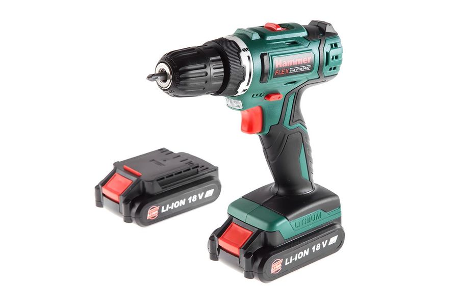 Дрель, Шуруповерт Hammer Flex ACD185Li акк. Дрель шуруповерт 356043 {18В 2x1.5Ач LiION 10мм 0-350/0-1250об/мин 31/17Нм, в кейсе}