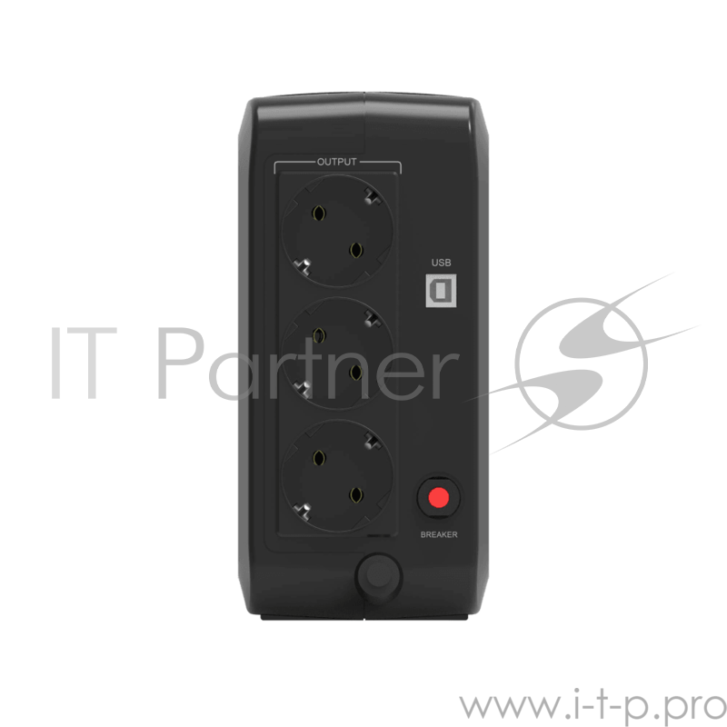 Блок питания HIPER ИБП HIPER OFFICE-600, Standby, 600ВА(360Вт), 3 розетки Schuko, USB-порт, чёрный