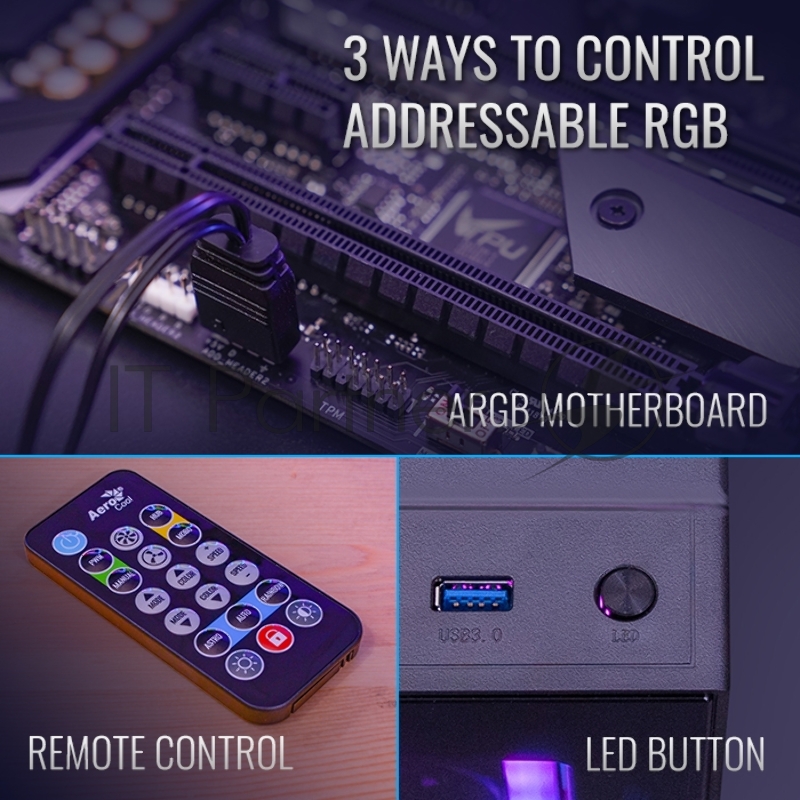 Вентилятор Aerocool Duo 12 Pro (3x120мм, 19.7dB, 1000rpm, 6-pin, подсветка, контроллер, пульт д/у) RTL