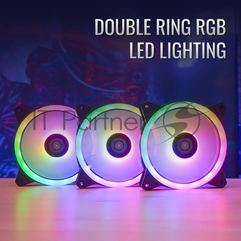 Вентилятор Aerocool Duo 12 Pro (3x120мм, 19.7dB, 1000rpm, 6-pin, подсветка, контроллер, пульт д/у) RTL