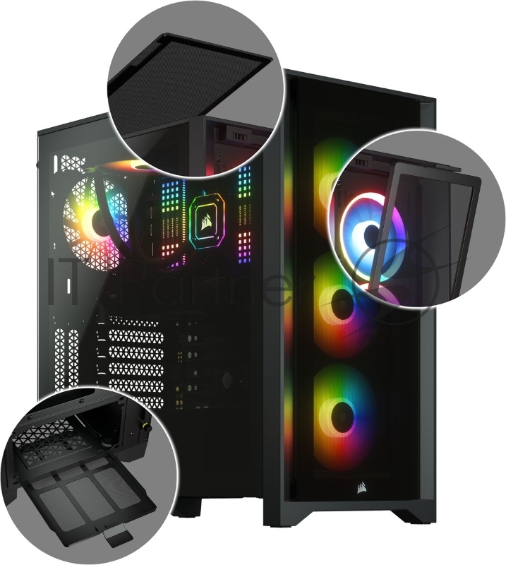 Корпус Corsair iCUE 4000X RGB CC-9011204-WW Tempered Glass Mid-Tower, Black