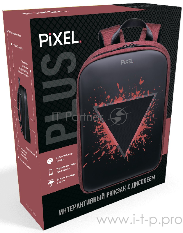 Рюкзак PIXEL PLUS Black Moon чёрный (LED-экран 25*25 px, 16,5 млн цветов, 16 л., полиэстер)