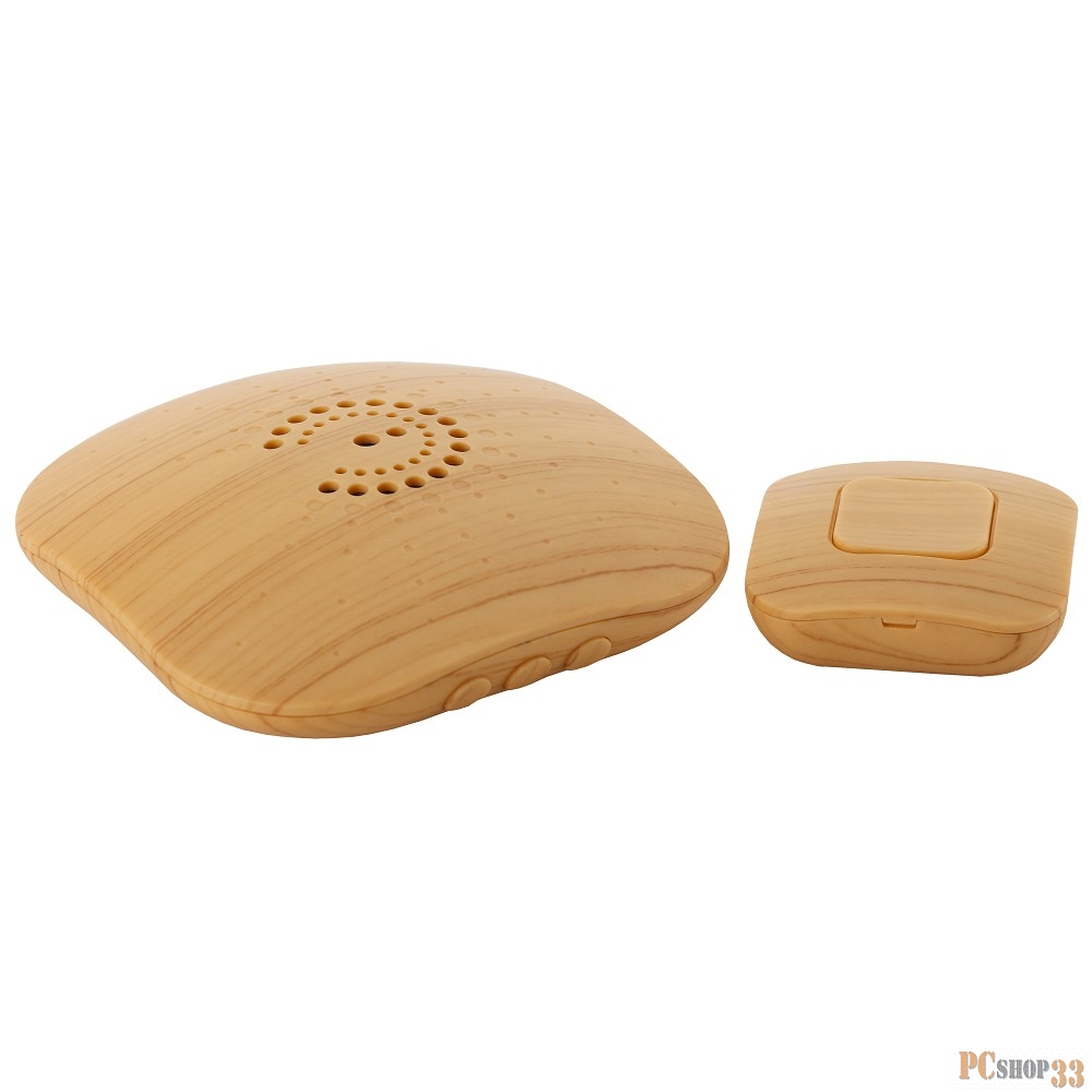 Звонки ЭРА Б0018089 Звонок беспроводной BIONIC Bright wood {6 мелодий, регулятор громкости, радиус 100м, кнопка IP44}