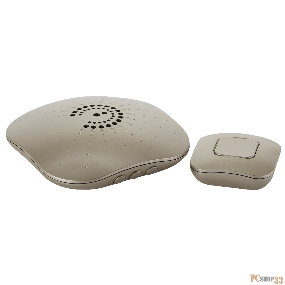 Звонки ЭРА Б0018091 Звонок беспроводной BIONIC Champagne {6 мелодий, регулятор громкости, радиус 100м, кнопка IP44}