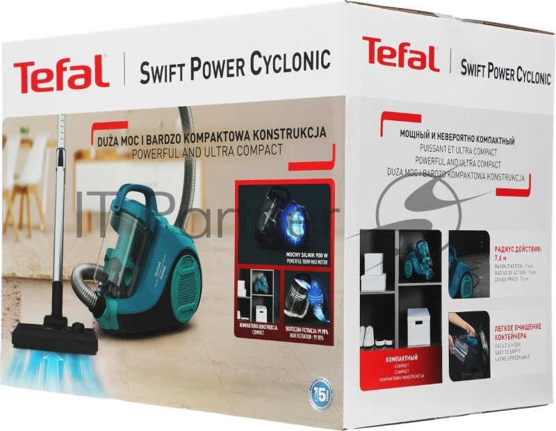 Пылесос Tefal TW2922EA 750Вт бирюзовый/черный