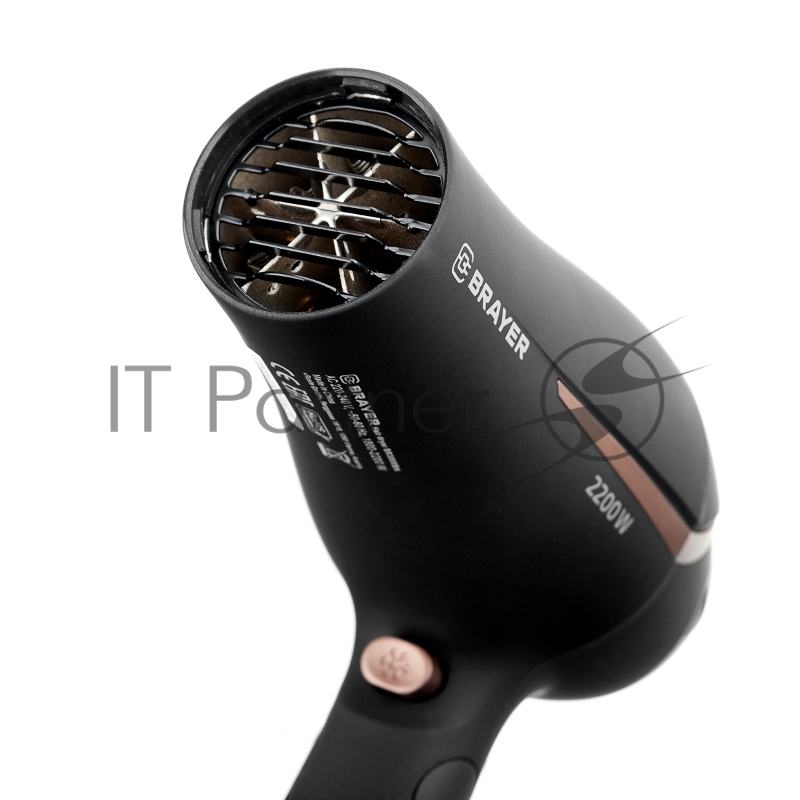 Фен 3000BR-BN BRAYER, 2200 Вт, 2 скор., холодный воздух,складная ручка, съемный фильтр, шнур 1,8 м