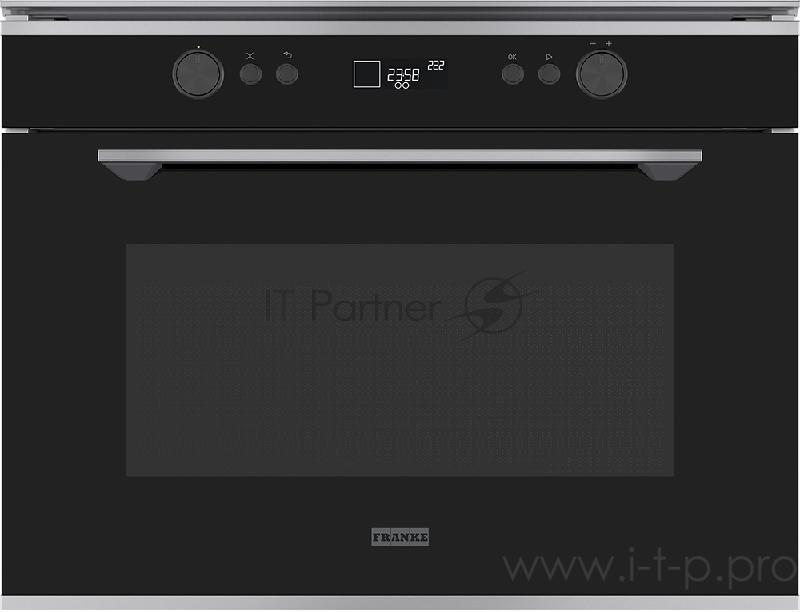 Духовой шкаф Franke FMY 45 MW XS Электрический компактный духовой шкаф с СВЧ, 595х455х554, серия MYTHOS, 40л, 7 функций, автоматические программы, ЖК дисплей с электронным управлением, функция приготовления на пару, нержавеющая сталь/черный