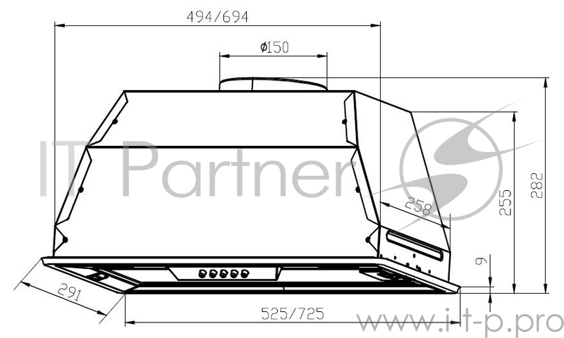 Вытяжка встраиваемая Lex GS Bloc P 600 белый управление: кнопочное (1 мотор)