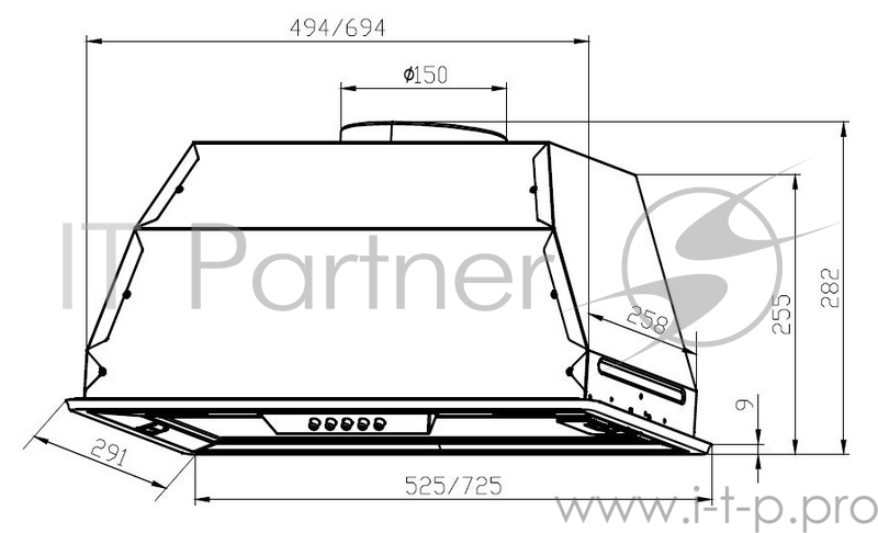 Вытяжка Lex GS Bloc P 600 черный управление: кнопочное (1 мотор)