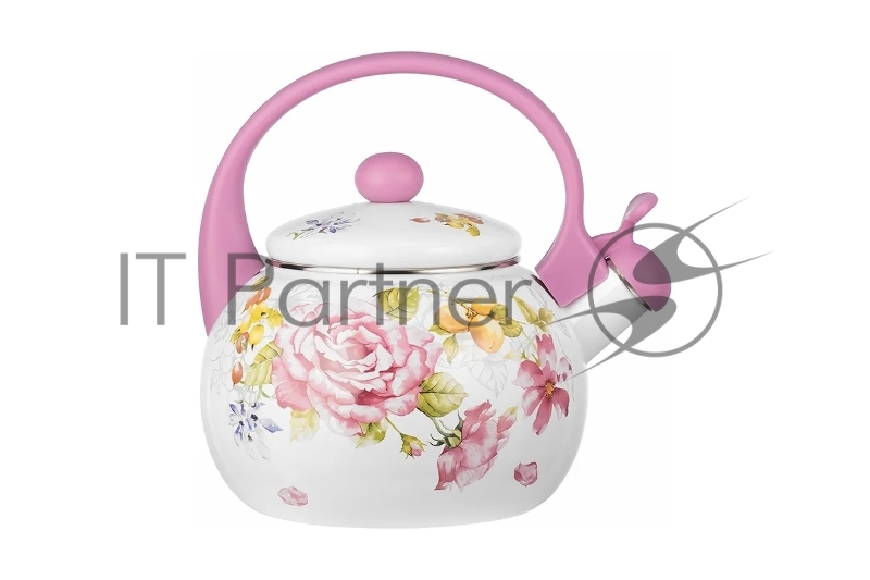 LR00-20 чайник LARA (эмаль) PINK 2.5л, индукционное дно, свисток, автоподъем крышки