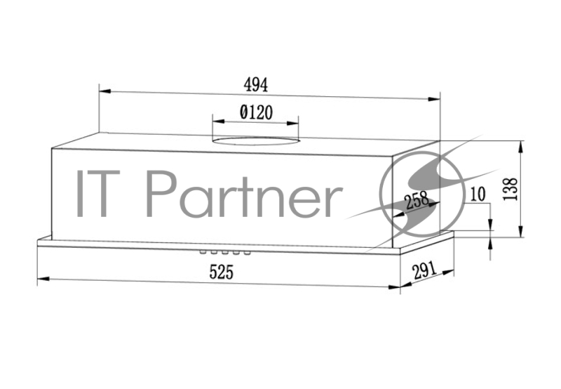 Вытяжка Centek CT-1850-52 Black <встраиваемая> ширина 52 см, 600 м3/час (83 Вт), 3 скор, LED