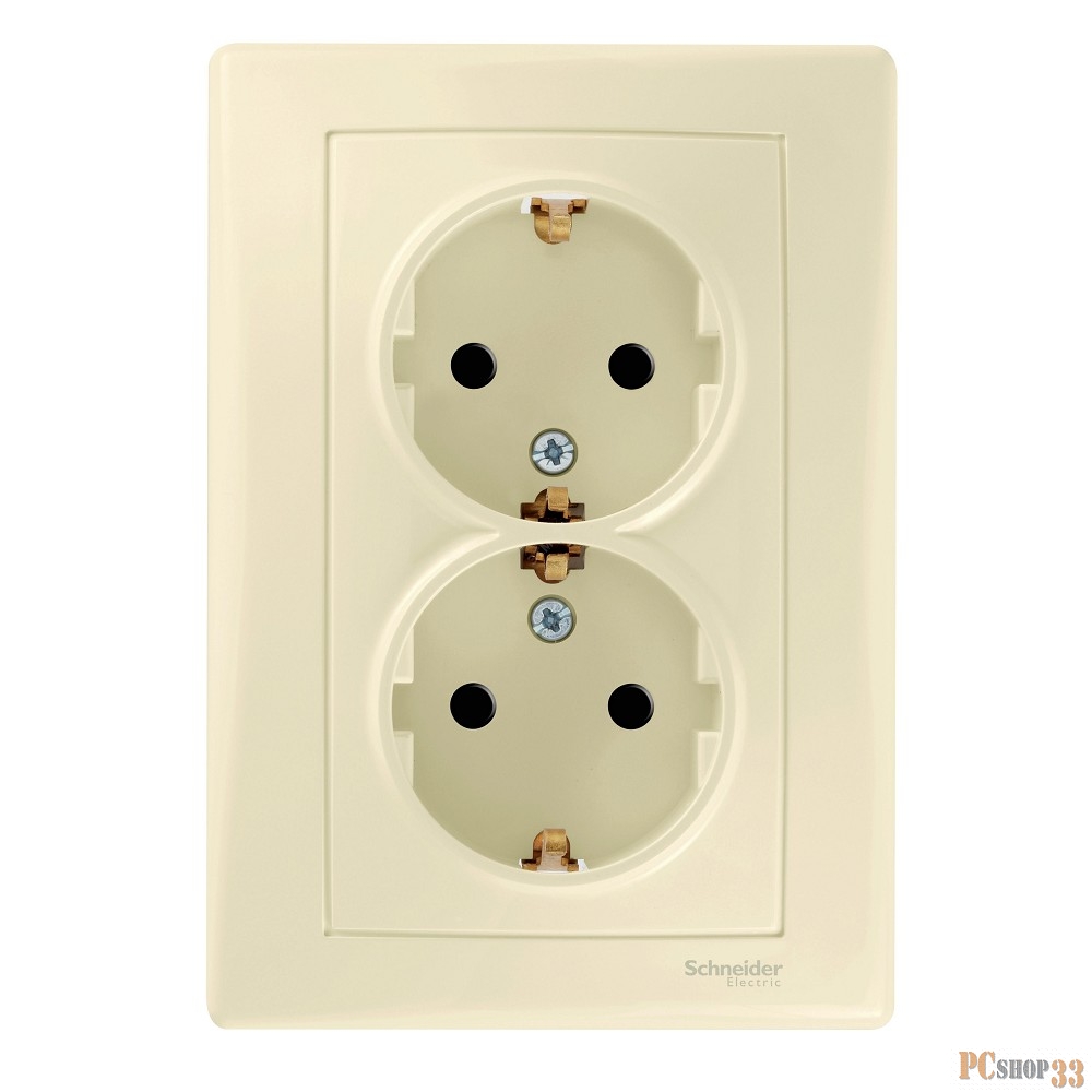 Розетки и выключатели Schneider-electric SDN3000747 Розетка двойная с з/к шторки, беж