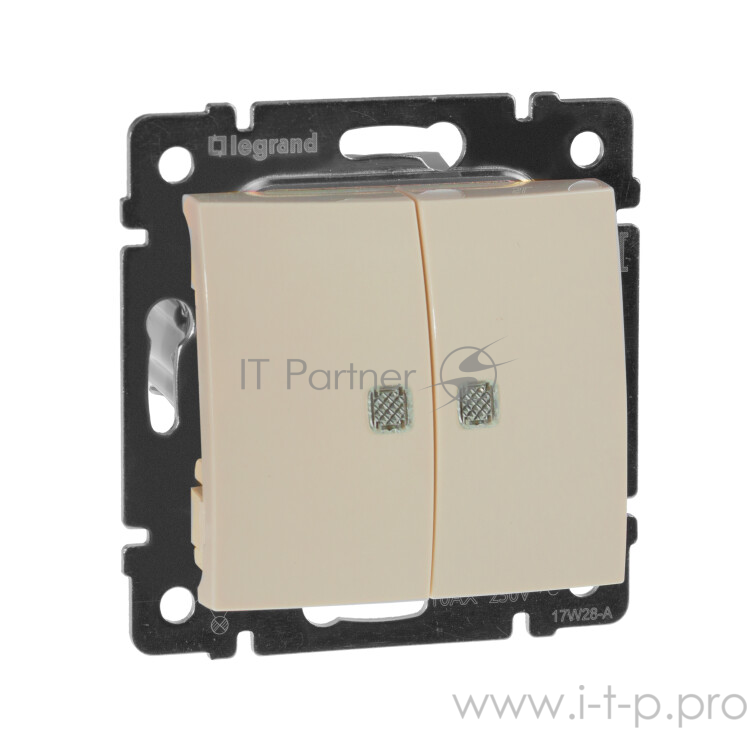 Розетки, выключатели и аксессуары Legrand 774328 Выключатель Valena 2-х клавишный с подсветкой слоновая кость