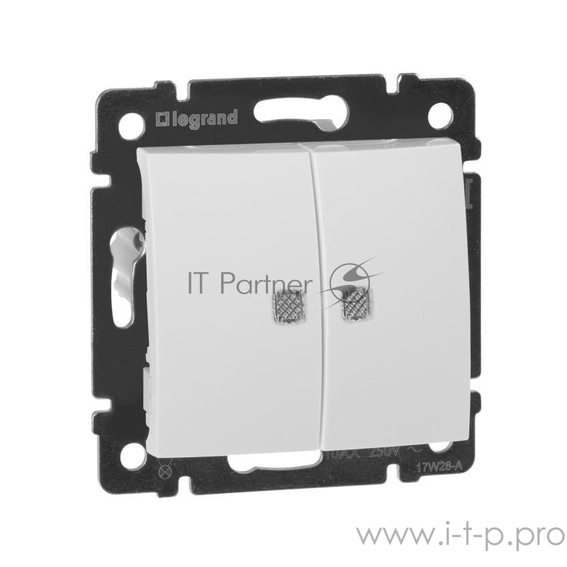 Розетки, выключатели и аксессуары Legrand 774428 Выключатель Valena 2-х клавишный с подсветкой белый