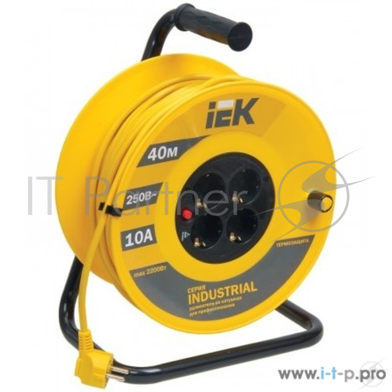 удлинители силовые Iek WKP14-10-04-40 Катушка УК40 с т/з 4 места 2 Р + P Е /40м 3х1,0 мм2