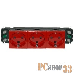 Электроустановочные изделия Legrand Legrand 077423 Розетка 3 x 2К+3 - Программа Mosaic - для установки в кабель-канале - автоматические клеммы - с механической блокировкой