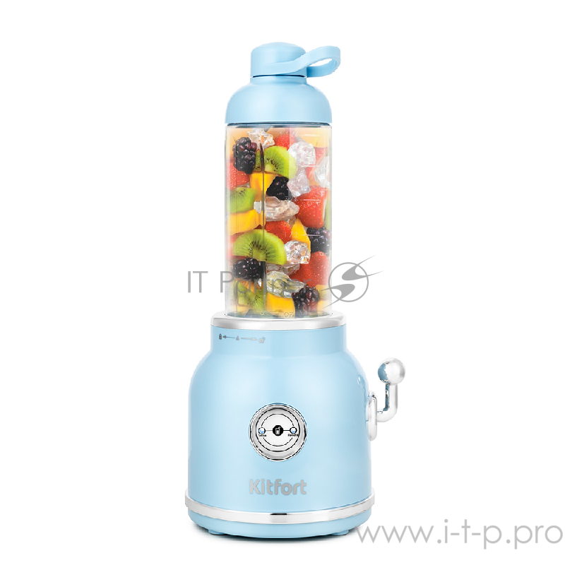 Блендер Kitfort Мощность: 250 Вт.Емкость чаши: 0,5 л,голубой.
