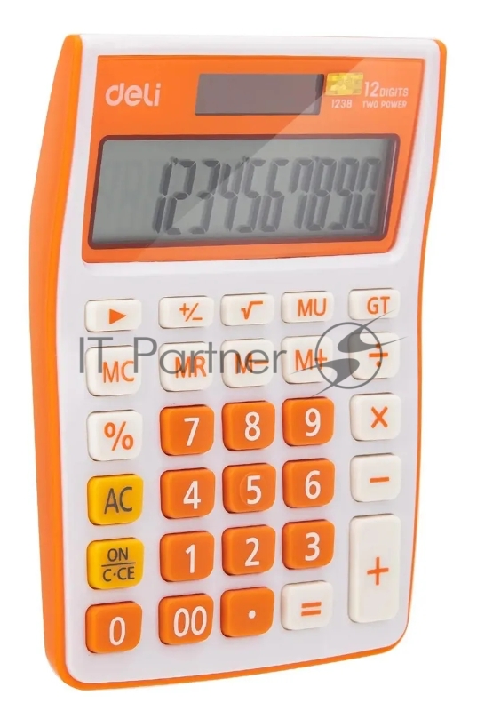 Калькулятор настольный Deli E1238/OR оранжевый 12-разр.