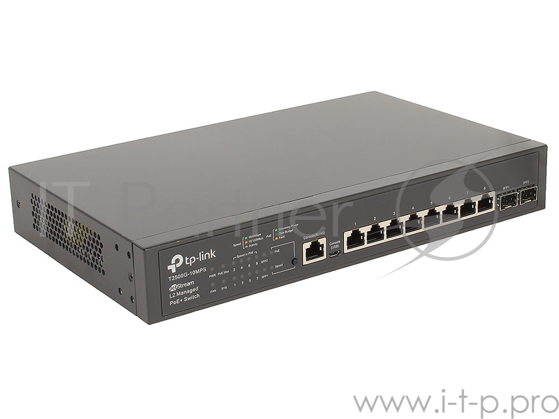 Сетевое оборудование TP-Link T2500G-10MPS JetStream 8-портовый гигабитный управляемый коммутатор PoE+ 2 уровня с 2 SFP-слотами