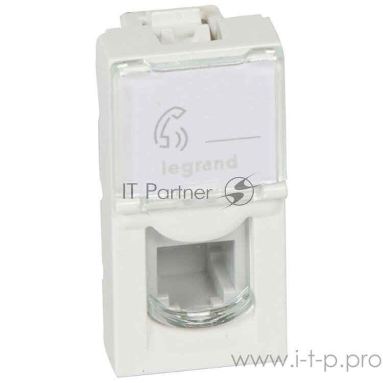 Электроустановочные изделия Legrand Legrand 078730 РОЗЕТКА ТЕЛЕФОННАЯ RJ 11 - ПРОГРАММА MOSAIC - 4 КОНТАКТА - 1 МОДУЛЬ - БЕЛАЯ