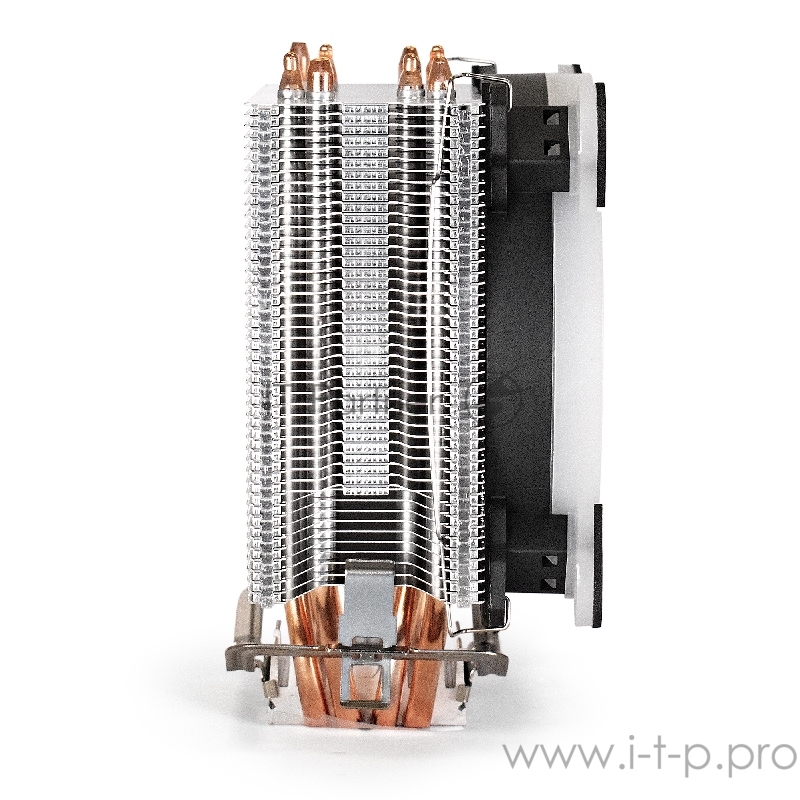 Кулер ExeGate EX286159RUS Wizard EXX400-PWM.RGB (Al+Copper, 4 тепл.трубки, LGA775/1150/1151/1155/1156/120 TDP 80W, Fan 90mm, PWM, 800-2400RPM, Hydro bearing, 4pin, 11-24db, 680г, RGB подсветка, с термопасто