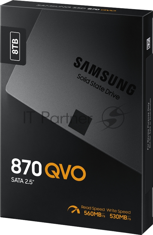Жесткий диск SSD 2.5 8TB Samsung 870 QVO Client SSD MZ-77Q8T0BW SATA 6Gb/s, 560/530, IOPS 98/88K, MTBF 1.5M, QLC, 4096MB, 2880TBW, 0.33DWPD, RTL (396014)