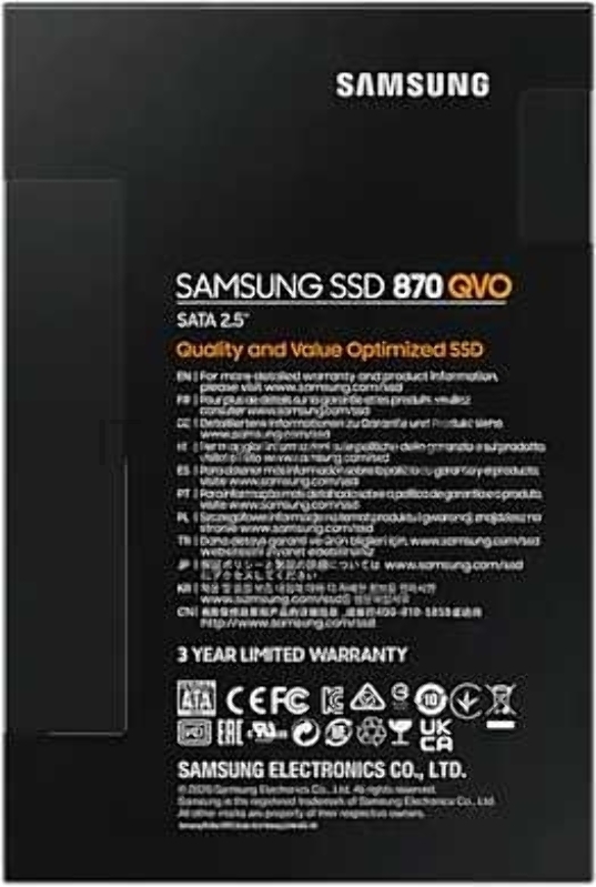 Жесткий диск SSD 2.5 8TB Samsung 870 QVO Client SSD MZ-77Q8T0BW SATA 6Gb/s, 560/530, IOPS 98/88K, MTBF 1.5M, QLC, 4096MB, 2880TBW, 0.33DWPD, RTL (396014)