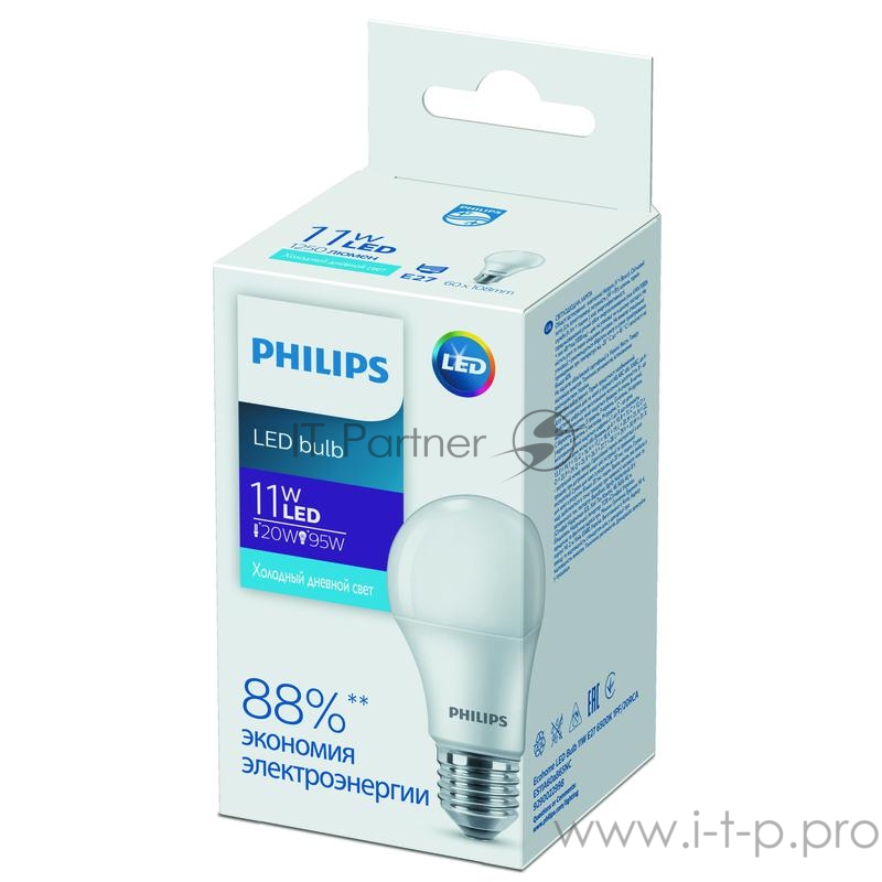 Лампа светодиодная Ecohome LEDBulb 11Вт 1250Лм 6500K E27 | 929002299867 | Philips