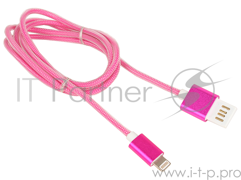Кабель Gembird Кабель USB 2.0 Cablexpert CCB-ApUSBr1m, AM/Lightning 8P, 1м, армированная оплетка, разъемы розовый металлик, блистер