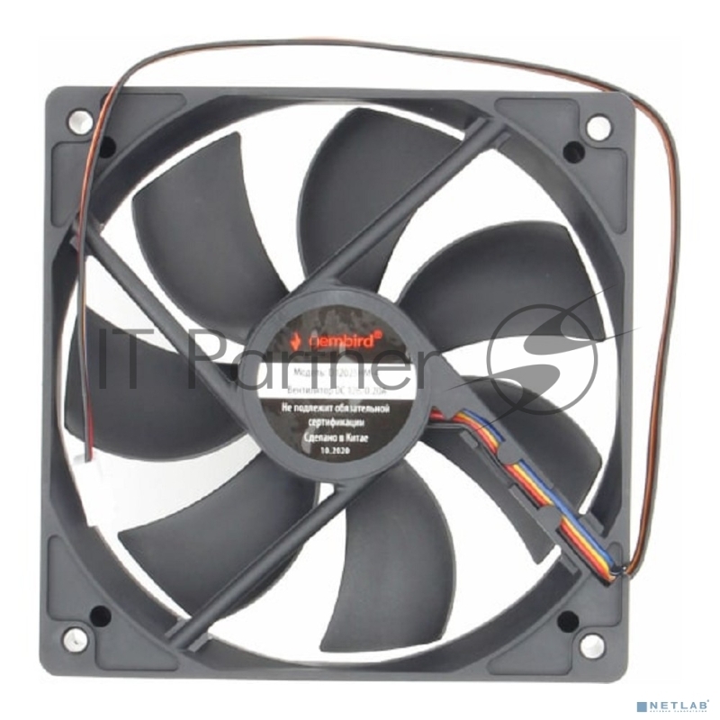 Вентилятор Gembird, 120x120x25, гидродинамический, 4 pin, провод 30 см