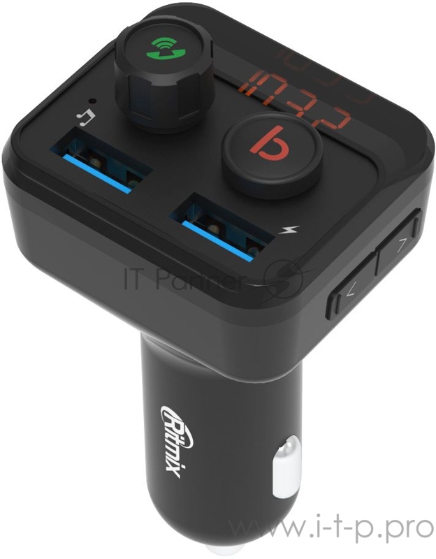 Автомобильный FM-модулятор Ritmix FMT-B100 черный MicroSD BT USB (80000554)