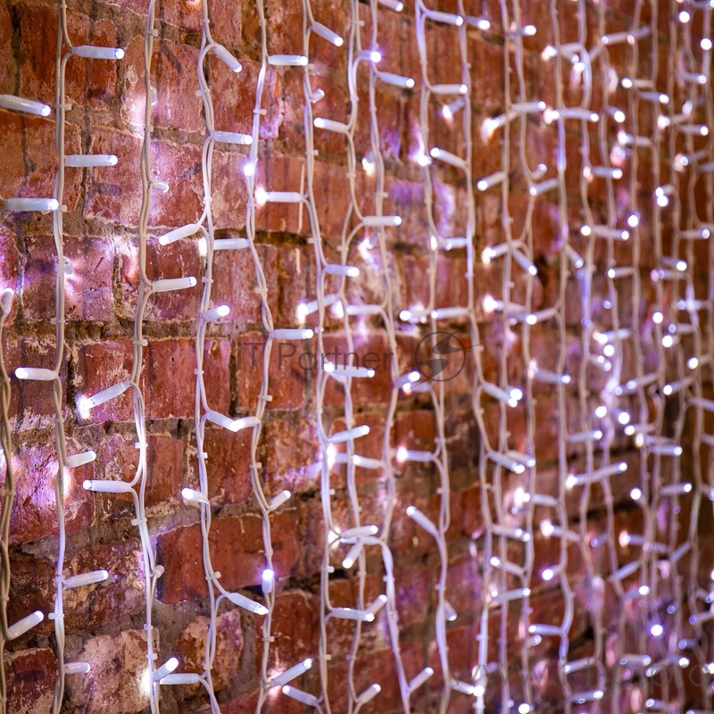 Гирлянда Светодиодный Дождь 2х3м, постоянное свечение, белый провод КАУЧУК, 230 В, диоды БЕЛЫЕ, 760 LED