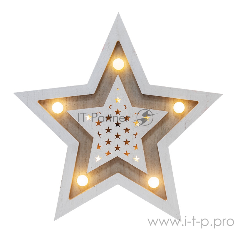 Деревянная фигура с подсветкой «Звезда двойная» 30х4х30 см