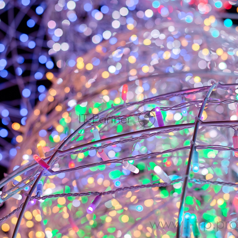 Гирлянда Нить 10м, 100 LED, цвет: RGB. свечение с динамикой (при использовании контроллера), 230 В