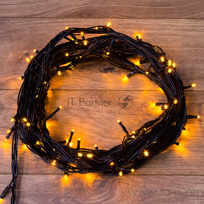 Гирлянда Твинкл Лайт 10 м, черный ПВХ, 100 диодов, цвет желтый