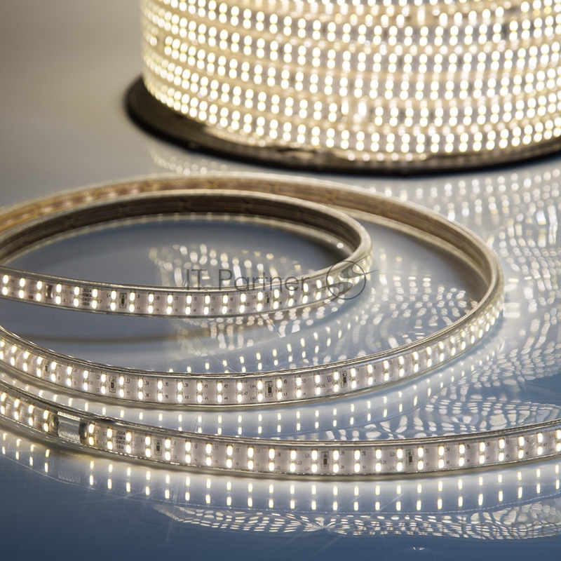 LED лента 220 В, 6.5x15 мм, IP67, SMD 3014, 240 LED/m, цвет свечения теплый белый, 100 м