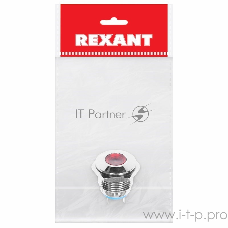 Индикатор металл Ø16 12В подсв/красная LED REXANT