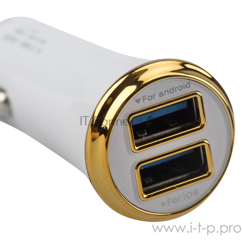 Автозарядка в прикуриватель 2хUSB с индикацией (АЗУ) (1000+2100 mA) белая REXANT