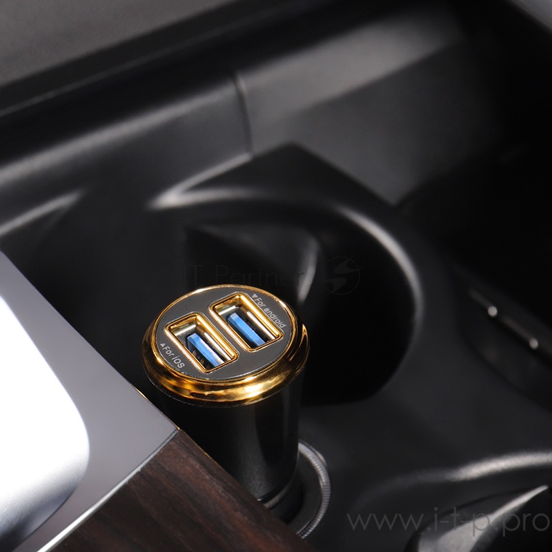 Автозарядка в прикуриватель 2хUSB с индикацией (АЗУ) (1000+2100 mA) черная REXANT