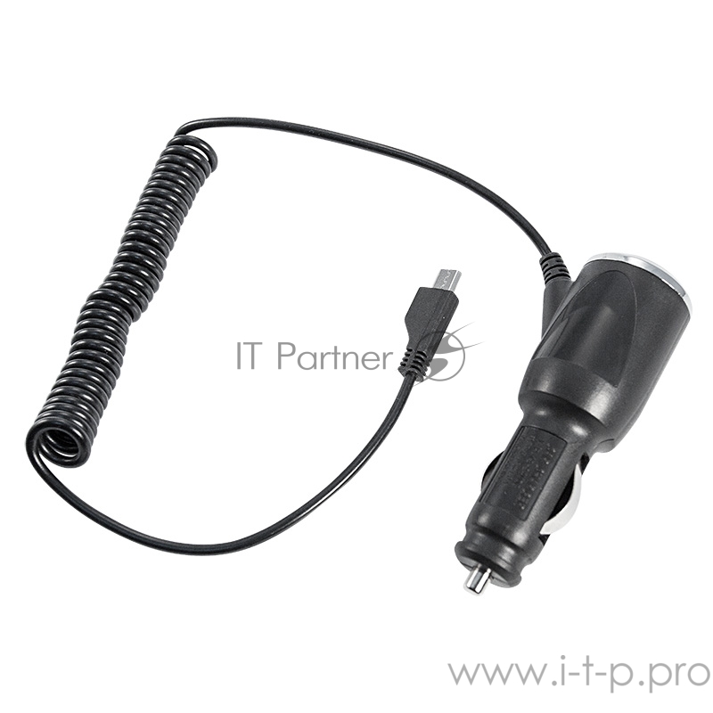 Автозарядка в прикуриватель microUSB (АЗУ) (5 V, 1000 mA) шнур спираль 1.5 м черная REXANT