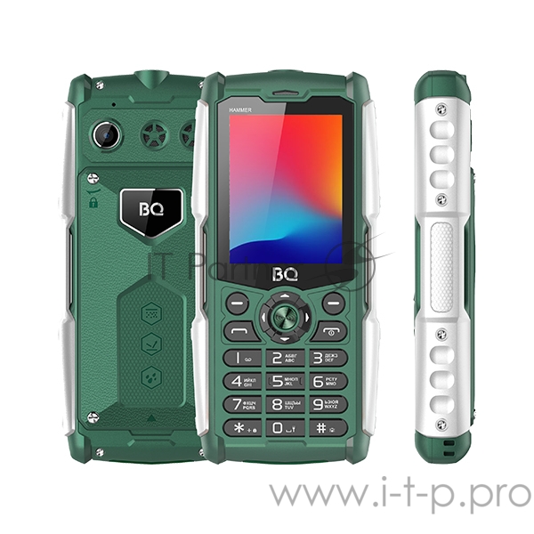 Мобильный телефон BQ 2449 Hammer Green. SC6531E, 1, 208MHZ, ThreadX, 32 Mb, 32 Mb, 2G GSM 850/900/1800/1900, Bluetooth Экран: 2.4 , 240*320, TN, Защита корпуса IP_68 Основная камера: 0.08 MP, Фронтальная камера: , Кол-во СИМ: 2, Mini, Mini, карта пам