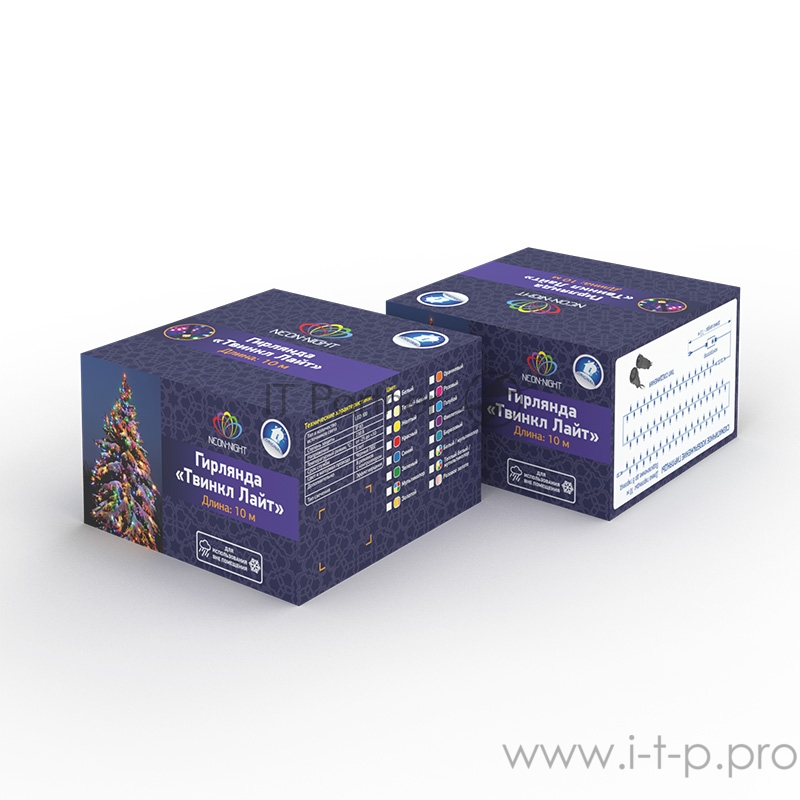 Гирлянда Твинкл Лайт 10 м, черный ПВХ, 100 диодов, цвет белый/мультиколор