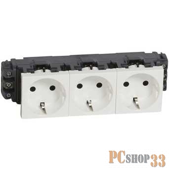 Электроустановочные изделия Legrand Legrand 077603 Розетка 3 x 2К+3 - Программа Mosaic - для монтажа на кабель-каналах - с винтовыми зажимами