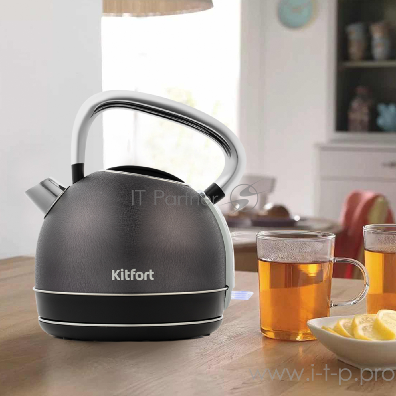 Чайник Kitfort KT-696-4, чёрная кожа