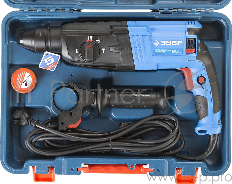 Перфоратор ЗУБР ЗП-26-800 К Перфоратор SDS-plus { реверс, горизонтальный, 3,0Дж, 0-1200об/мин, 0-4800уд/мин, 800Вт, кейс }