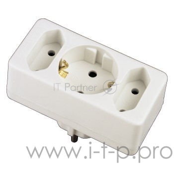 Адаптер-переходник Hama H-108844 кабель отсутствует (2 розетки) белый 1 розетка с заземлением 3500Вт 230В